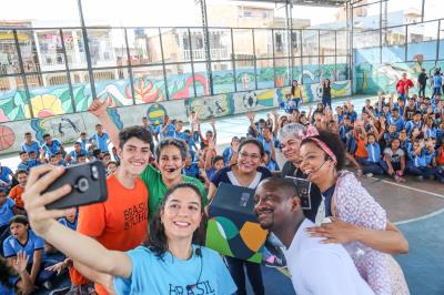 Quarteto Brasil de Tuhu apresenta concerto didático para alunos da Escola Inês Maroja