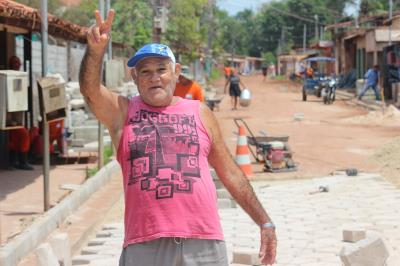 Prefeitura de Belém avança com obra de pavimentação de bloquetes em Cotijuba