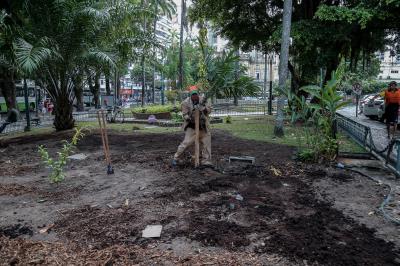 Semma recupera áreas verdes de jardins em praças de Belém após o Círio