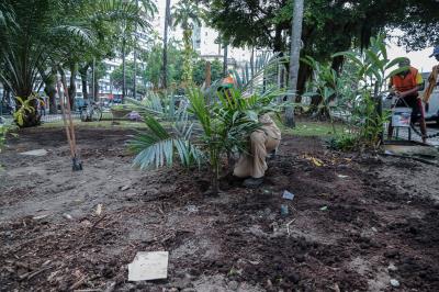 Semma recupera áreas verdes de jardins em praças de Belém após o Círio