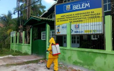 Espaços públicos da ilha de Cotijuba recebem mutirão de desinfecção