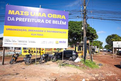 Obras em andamento - Drenagem e pavimentação na Rua Pará, em Icoaraci