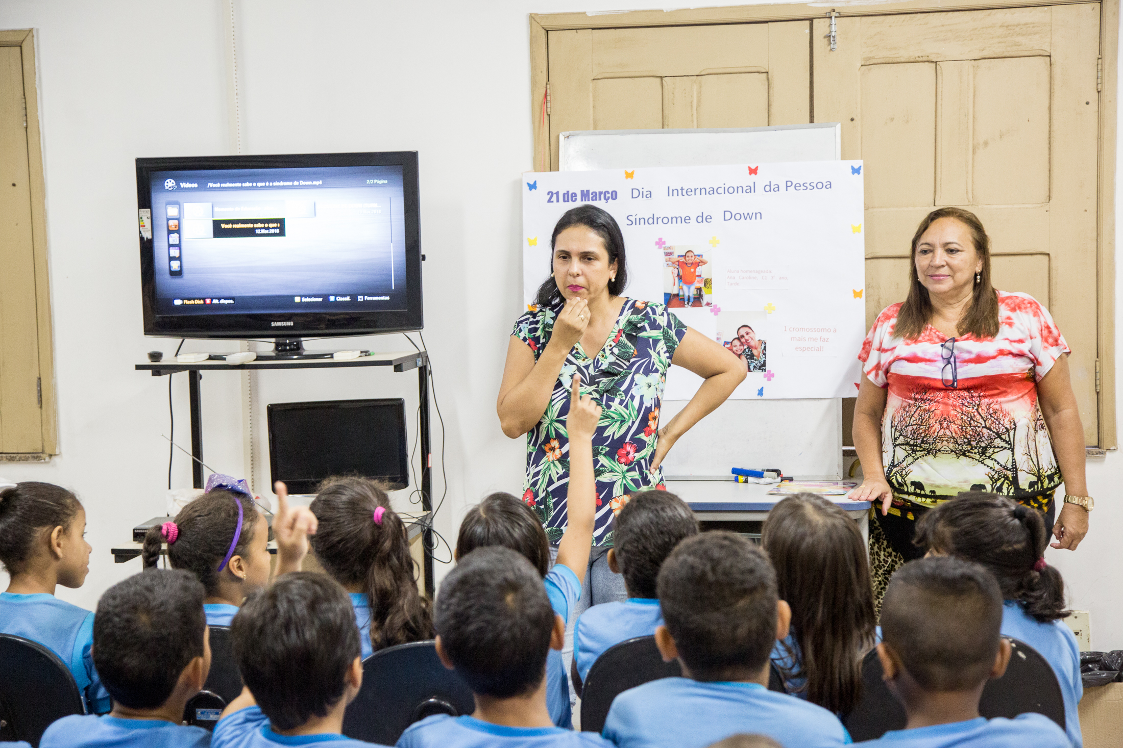 Crianças participam de ação educativa no Dia Internacional da Síndrome de Down
