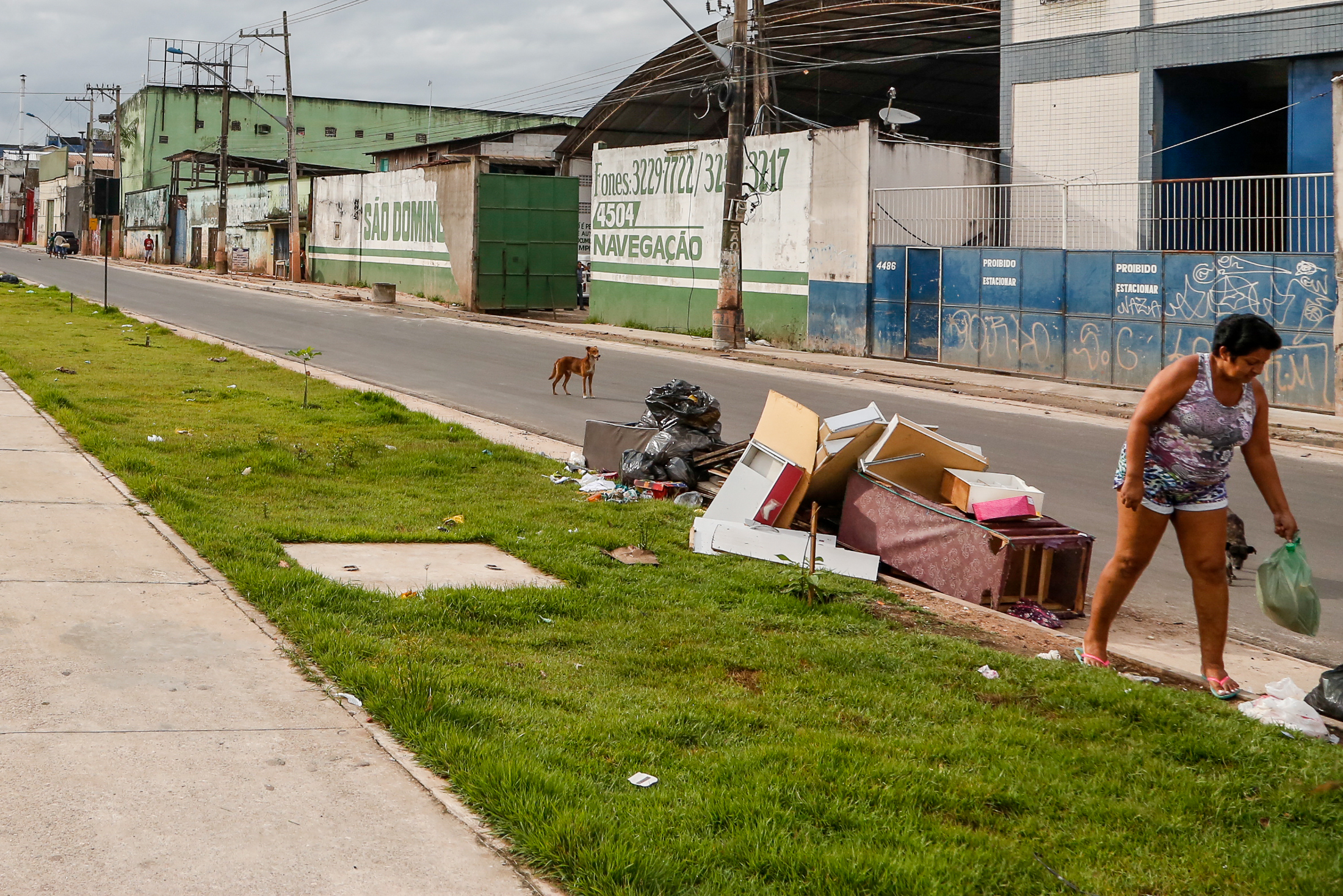 Mutirão retira lixo e entulho das calçadas e canteiro recém construídos na avenida Bernardo Sayão