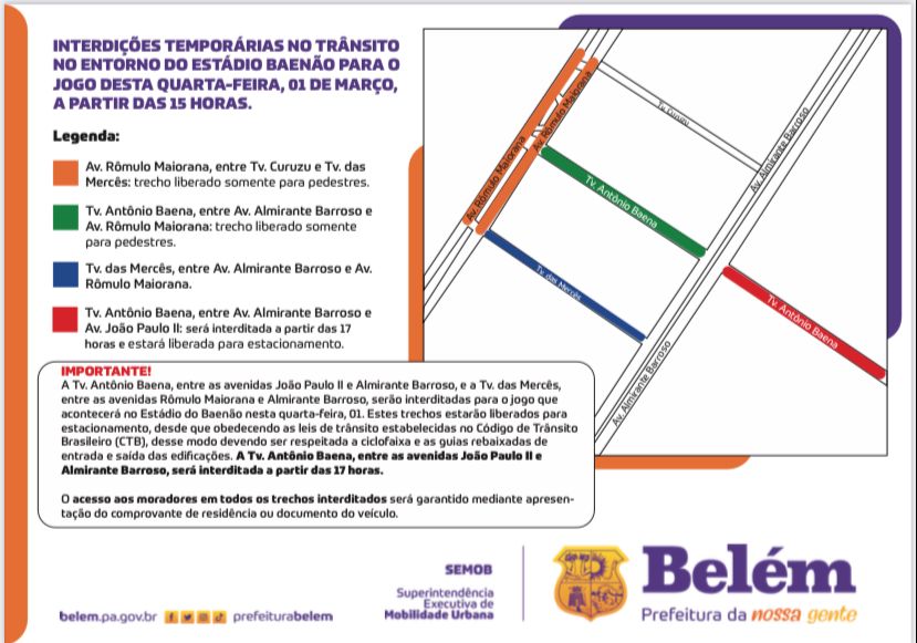 Prefeitura de Belém atua na Rômulo Maiorana para garantir tranquilidade em dias de jogos no Baenão