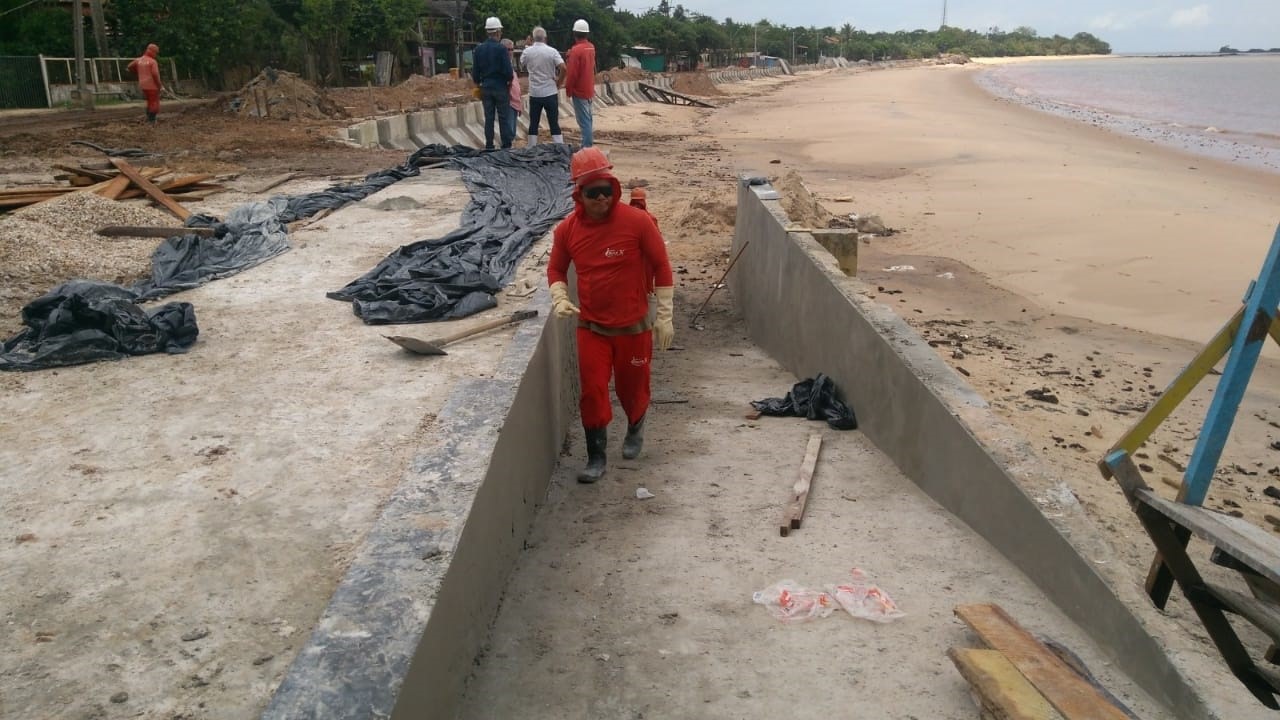 Obra do muro de arrimo na praia do Marahu está em reta final   