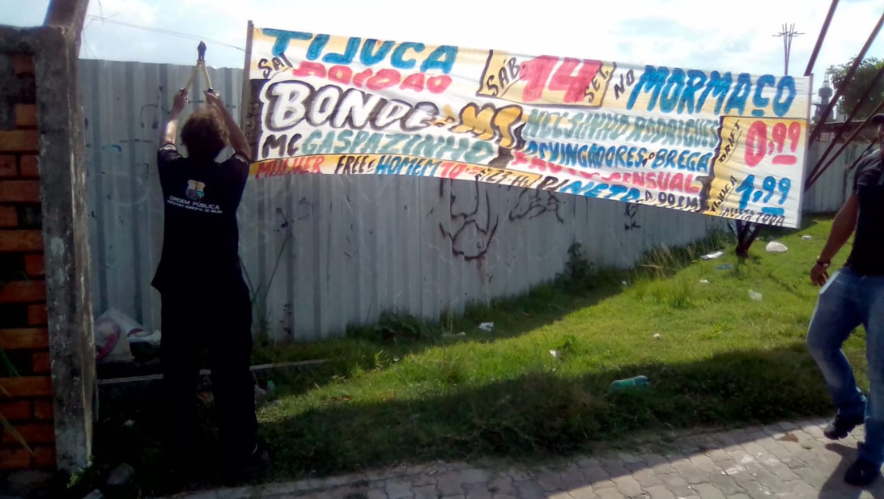 Ordem Pública retira faixas e placas irregulares espalhadas pela cidade