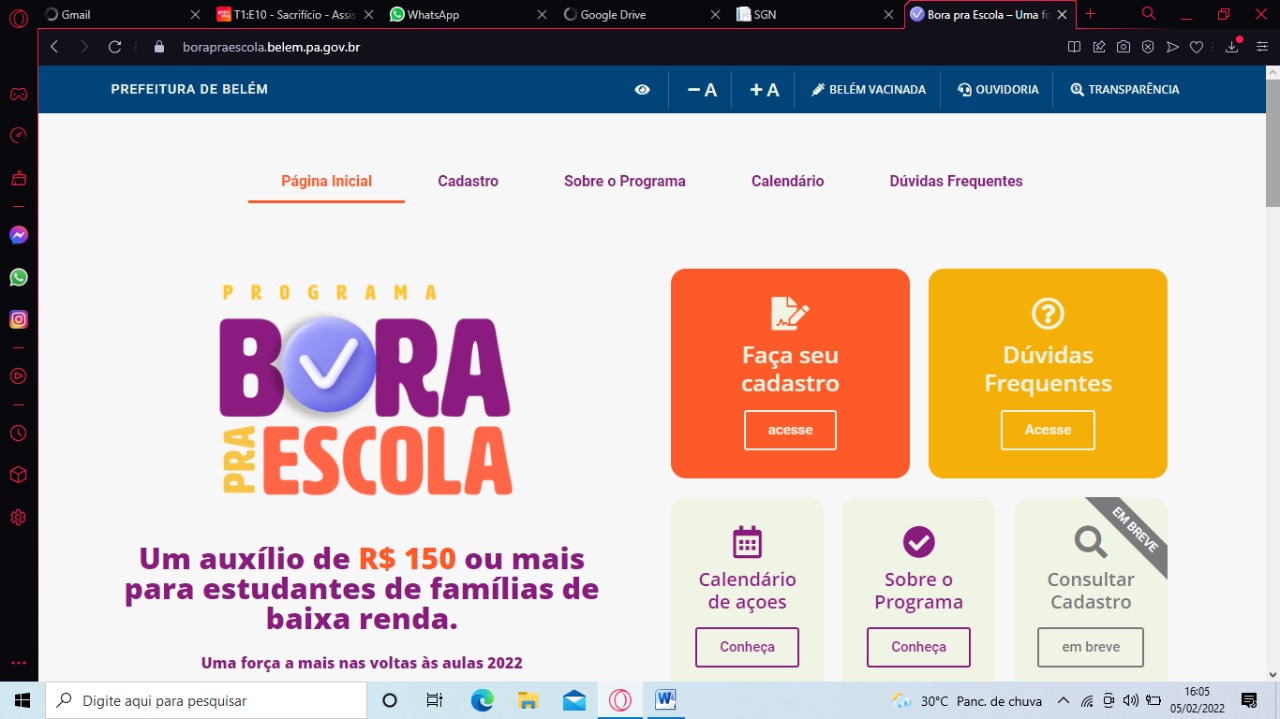Bora pra Escola inicia nova fase de cadastramento 