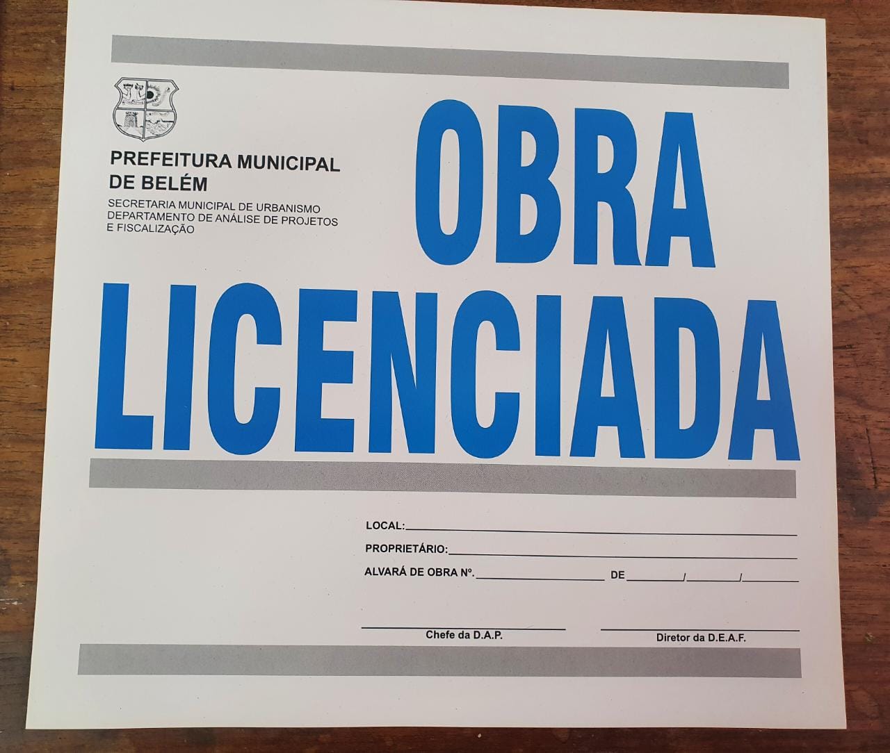 Prefeitura reforça obrigatoriedade da placa de licenciamento para obras de construção e reformas em Belém